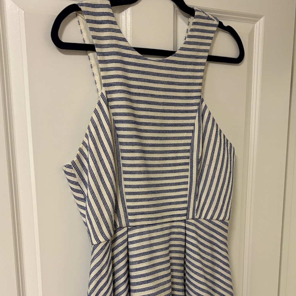 Striped Blue and White Sleeveless Dress
